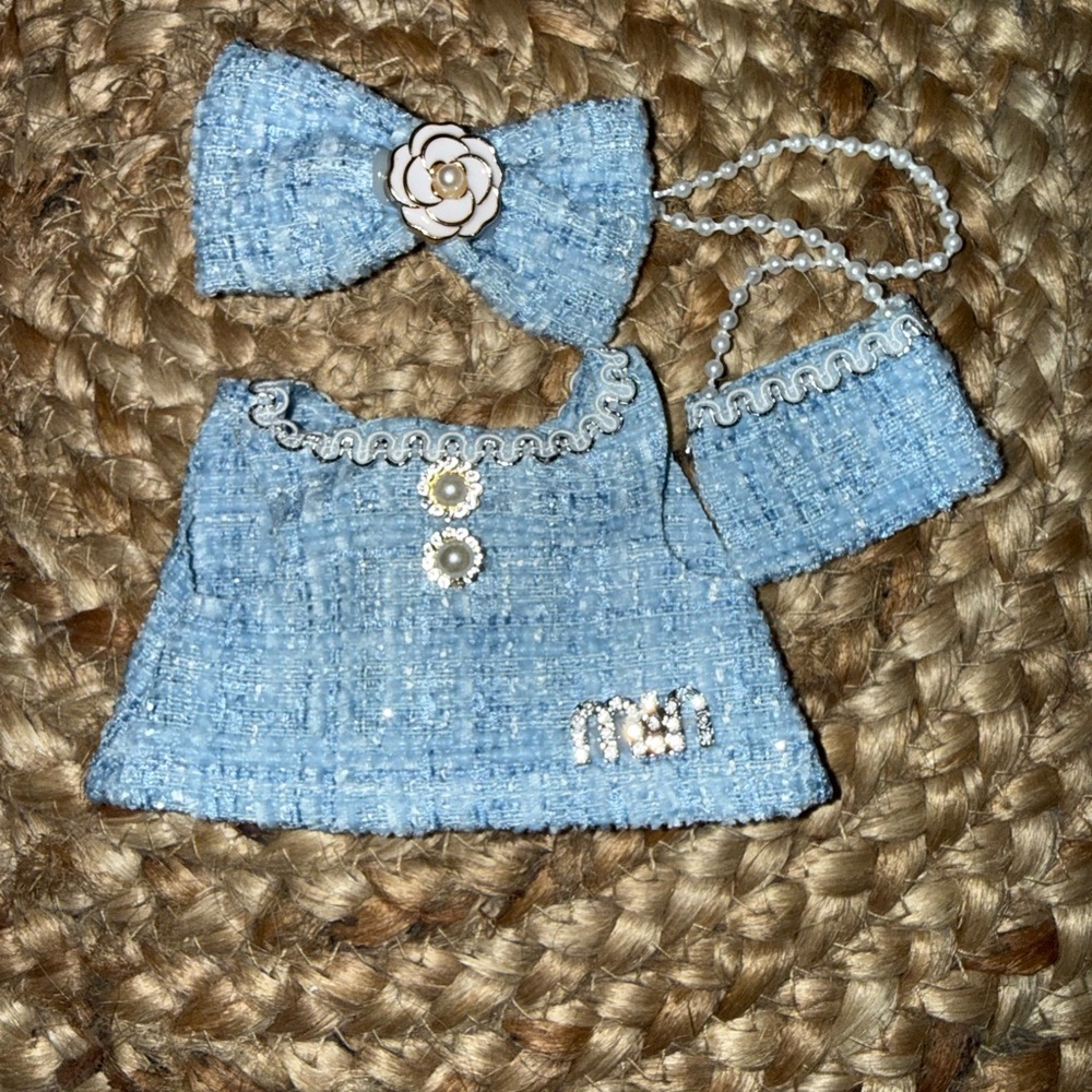 Blue Tweed LABUBU Outfit